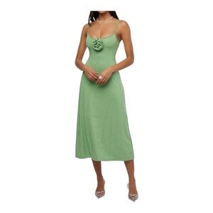 WeWoreWhat Crystal Green Midi Slip Stretch Dress. Size Medium. NWT!